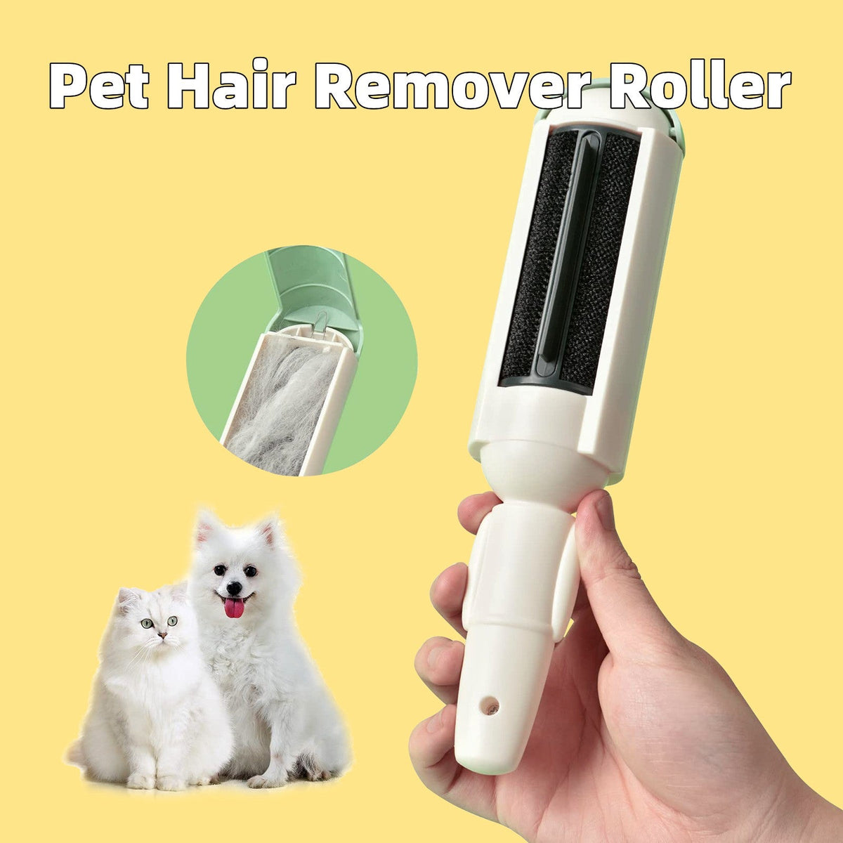 Reusable Pet Hair Remover Roller with Self-Cleaning Base